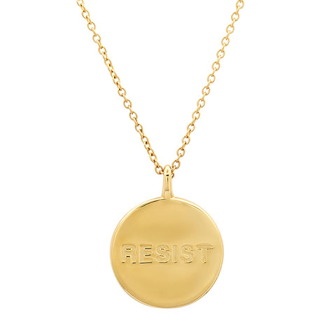 14K Yellow Gold Engraved Resist Pendant Necklace