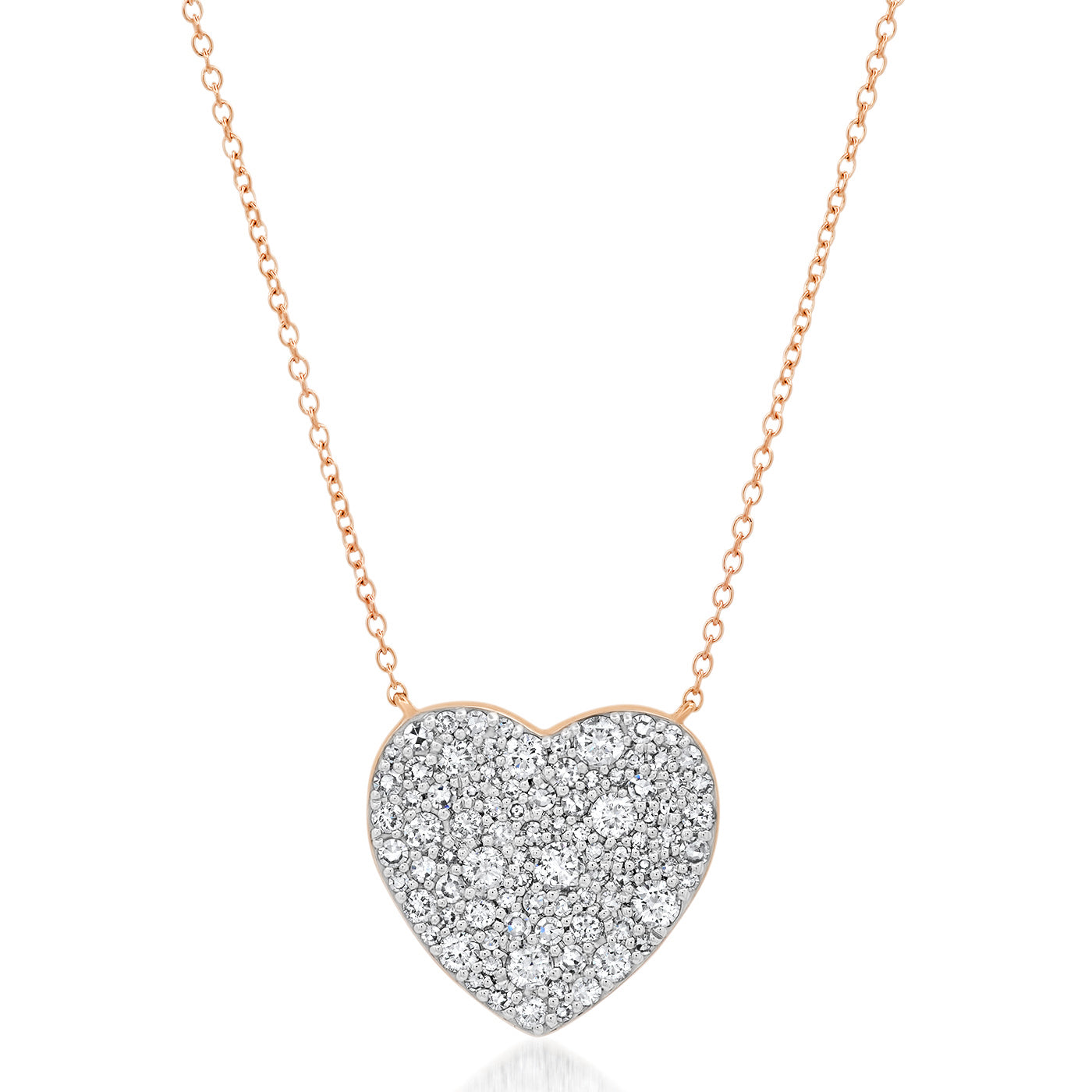 14K Rose Gold Classic Diamond Heart Necklace
