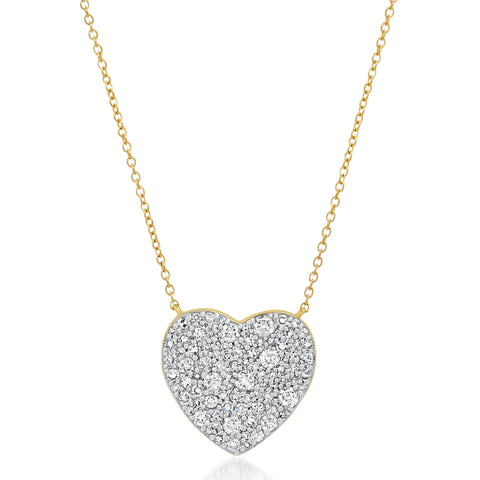 14K Yellow Gold Classic Diamond Heart Necklace