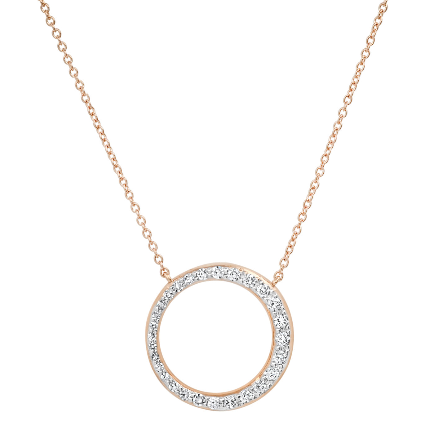 14K Rose Gold Asymmetrical Diamond Loop Necklace