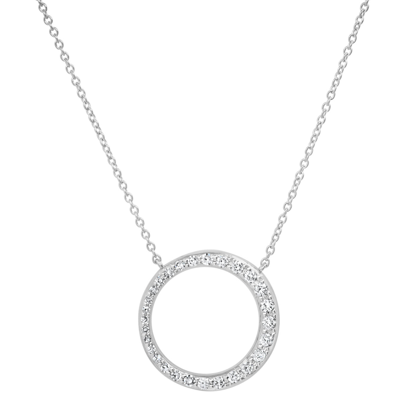 14K White Gold Asymmetrical Diamond Loop Necklace
