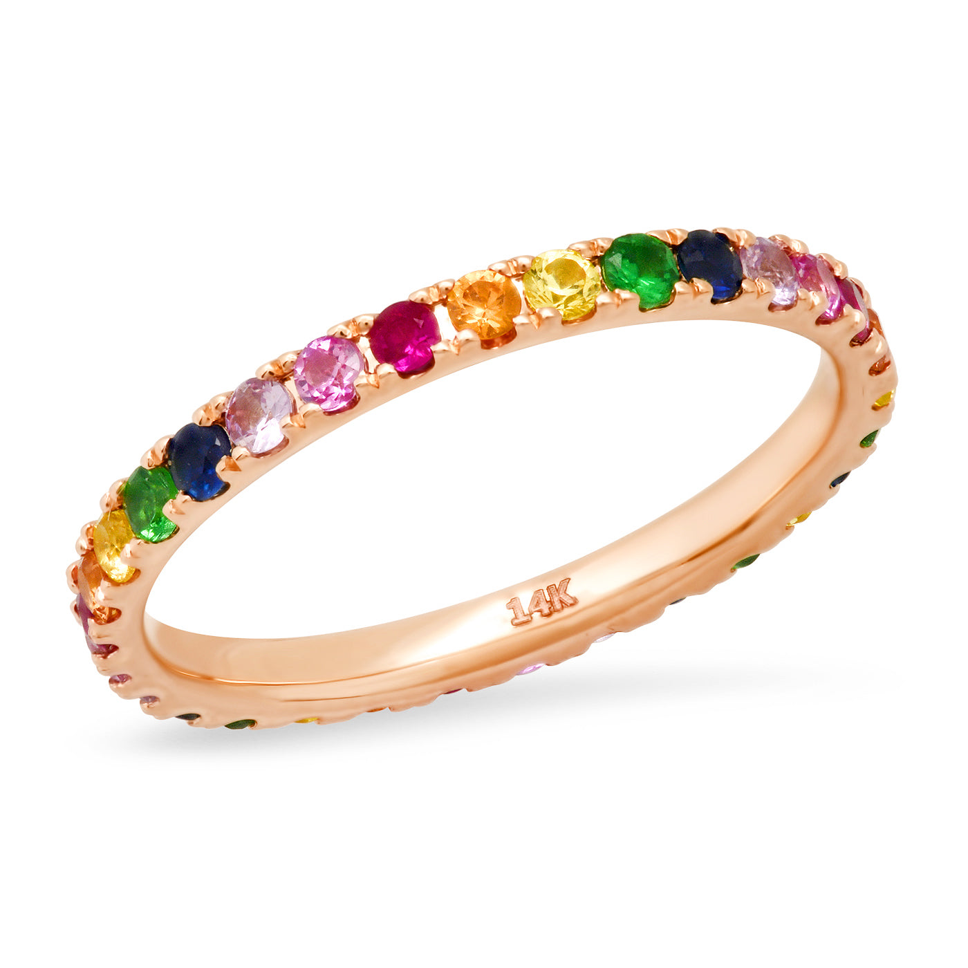 14K Rose Gold Eriness x Stephanie Gottlieb Rainbow Eternity Band