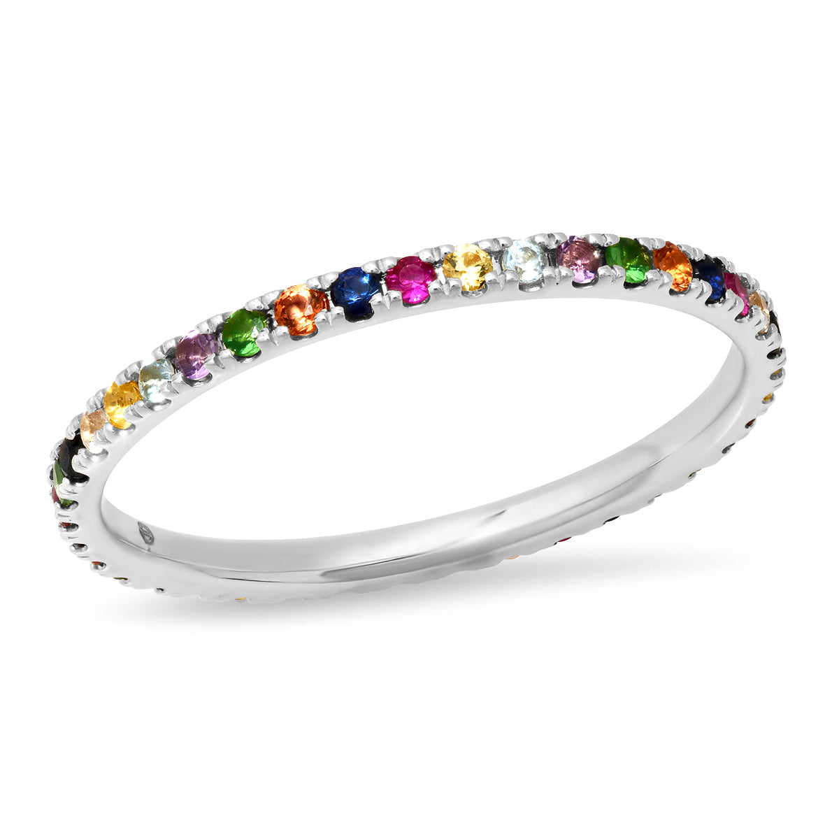 14K White Gold Multi Colored Eternity Band