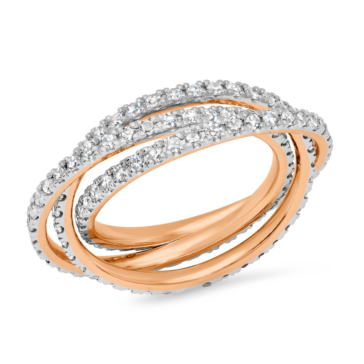 14K Rose Gold Diamond Interlocking Ring