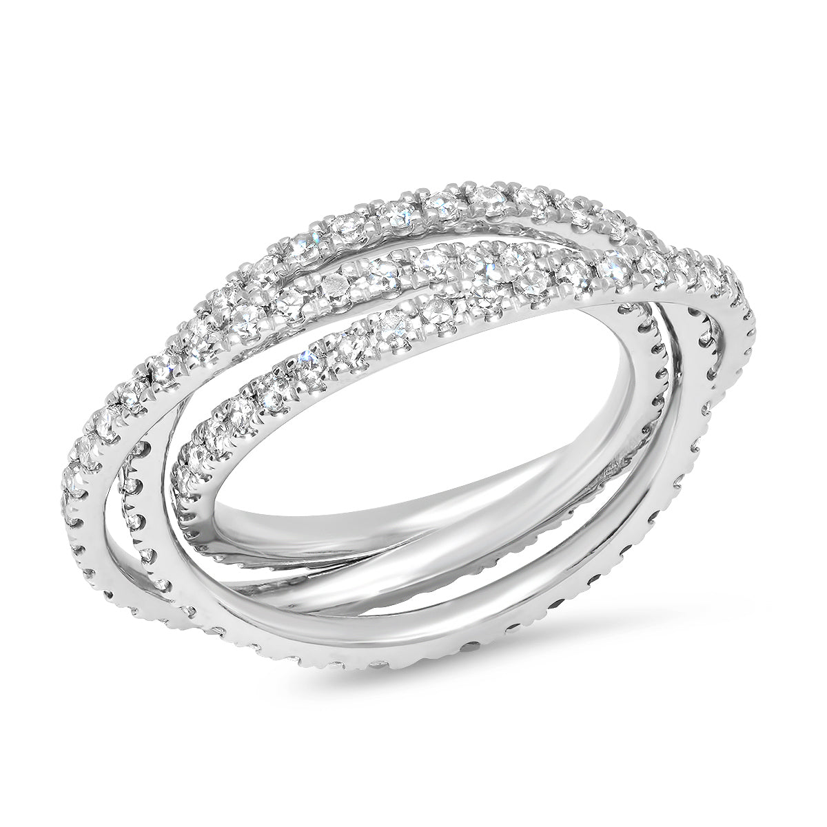 14K White Gold Diamond Interlocking Ring