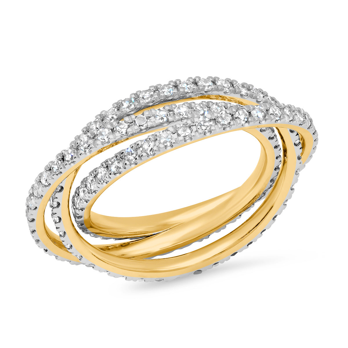 14K Yellow Gold Diamond Interlocking Ring