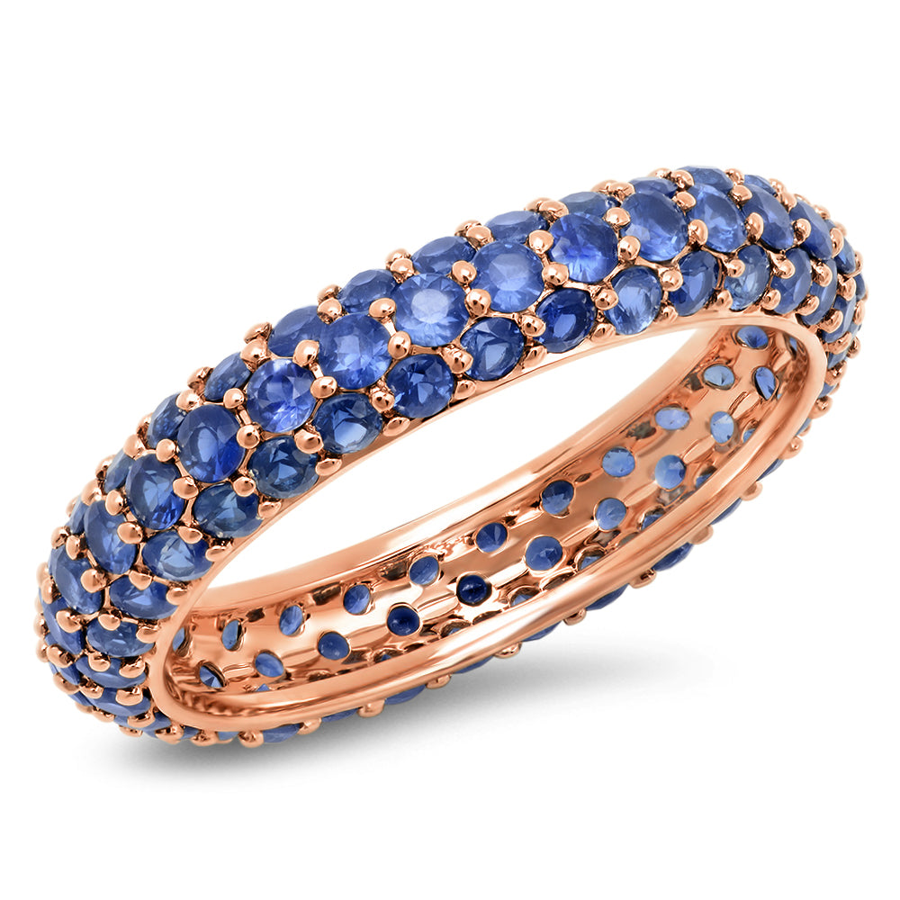 14K Rose Gold Blue Sapphire Domed Ring