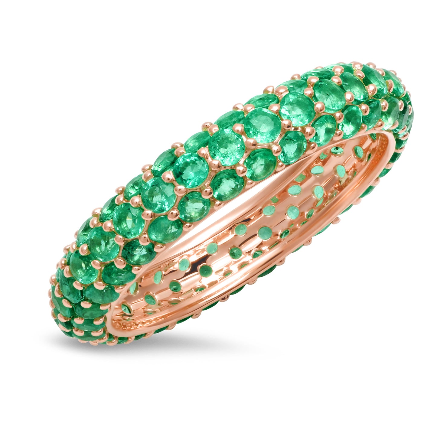 14K Rose Gold Emerald Domed Ring
