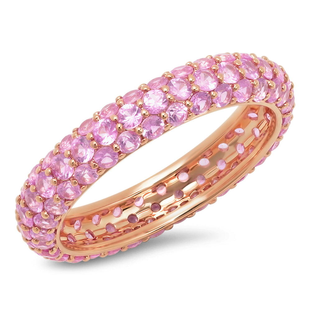 14K Rose Gold Pink Sapphire Domed Ring