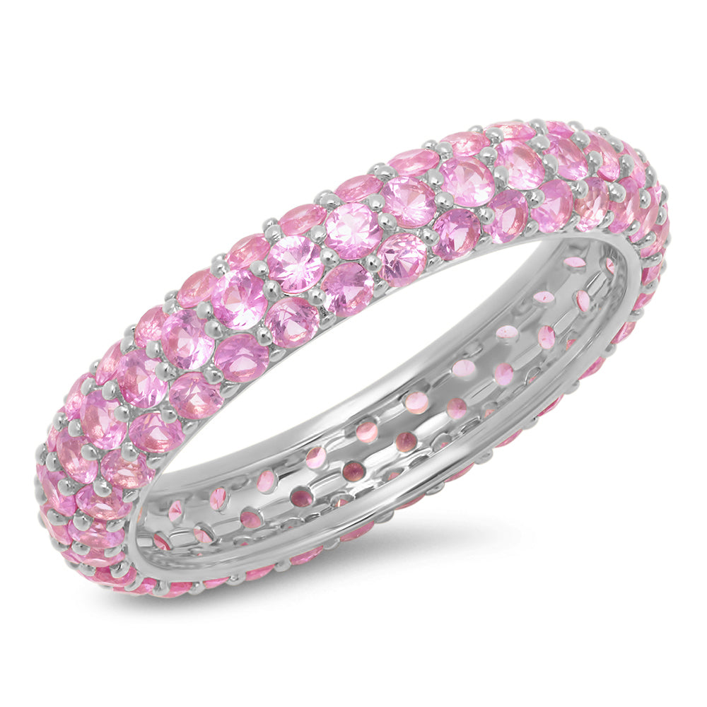 14K White Gold Pink Sapphire Domed Ring