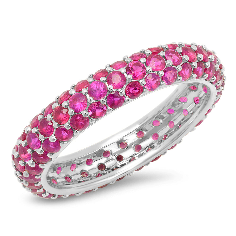 14K White Gold Ruby Domed Ring