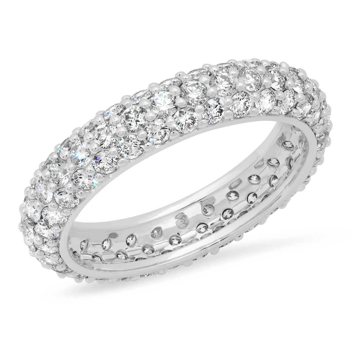 14K White Gold Diamond Domed Ring