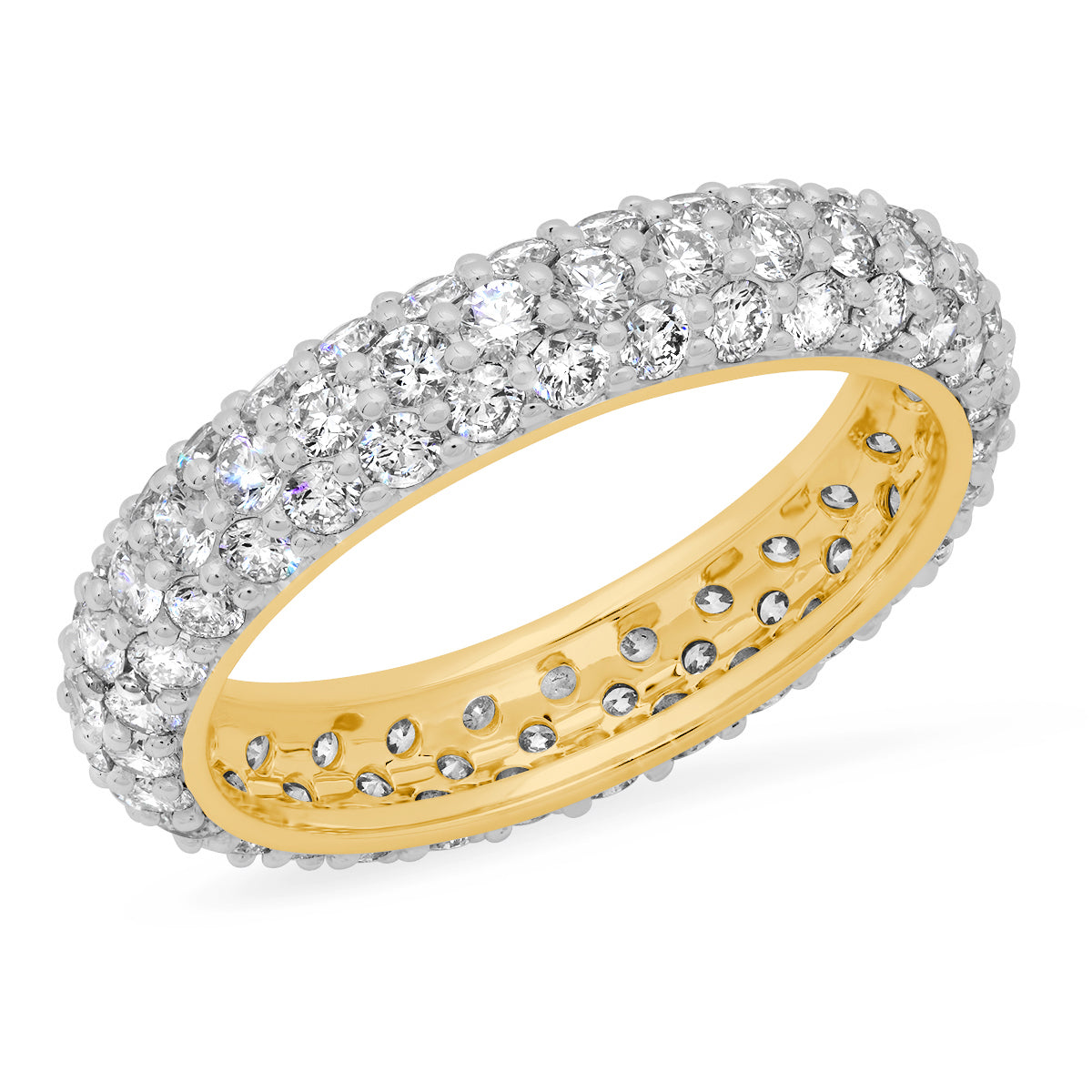 14K Yellow Gold Diamond Domed Ring