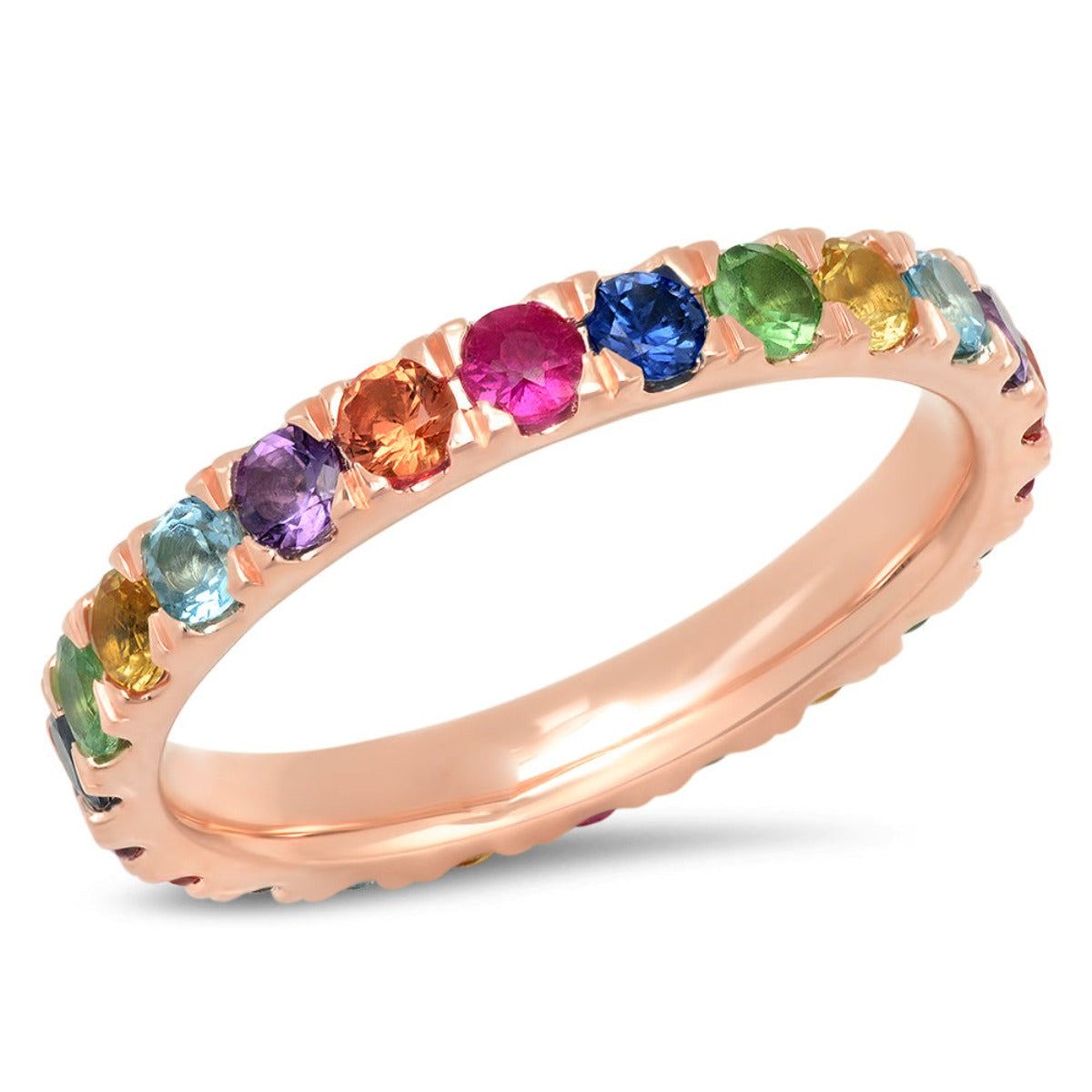 14K Rose Gold Large Multi Colored Eternity Band