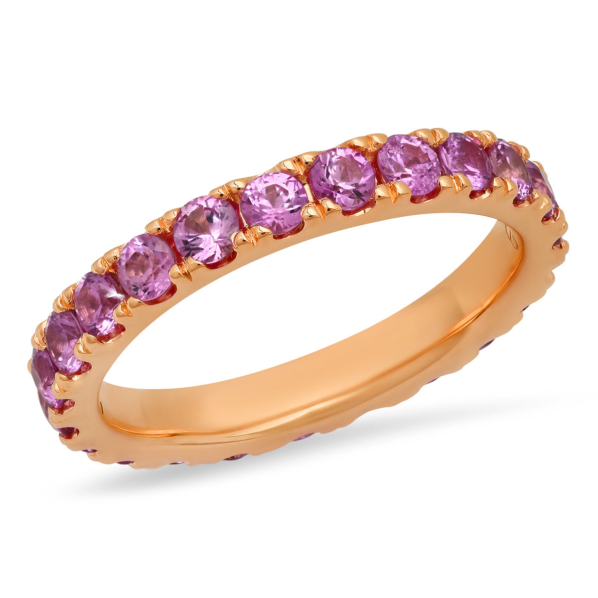 14K Rose Gold Large Pink Sapphire Eternity Band