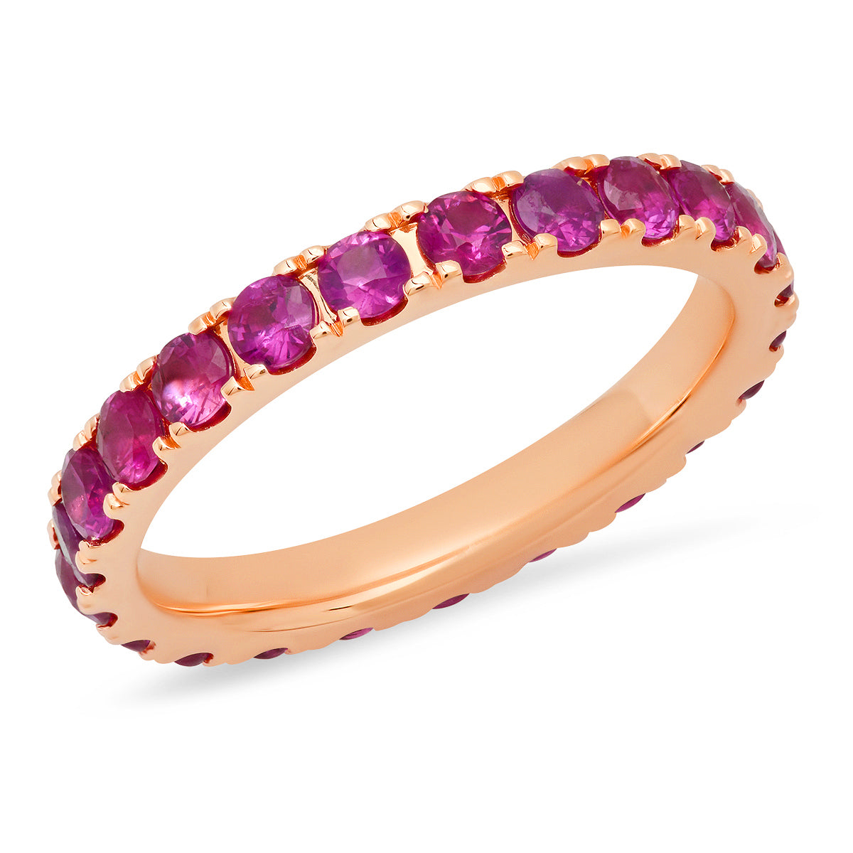 14K Rose Gold Large Ruby Eternity Band