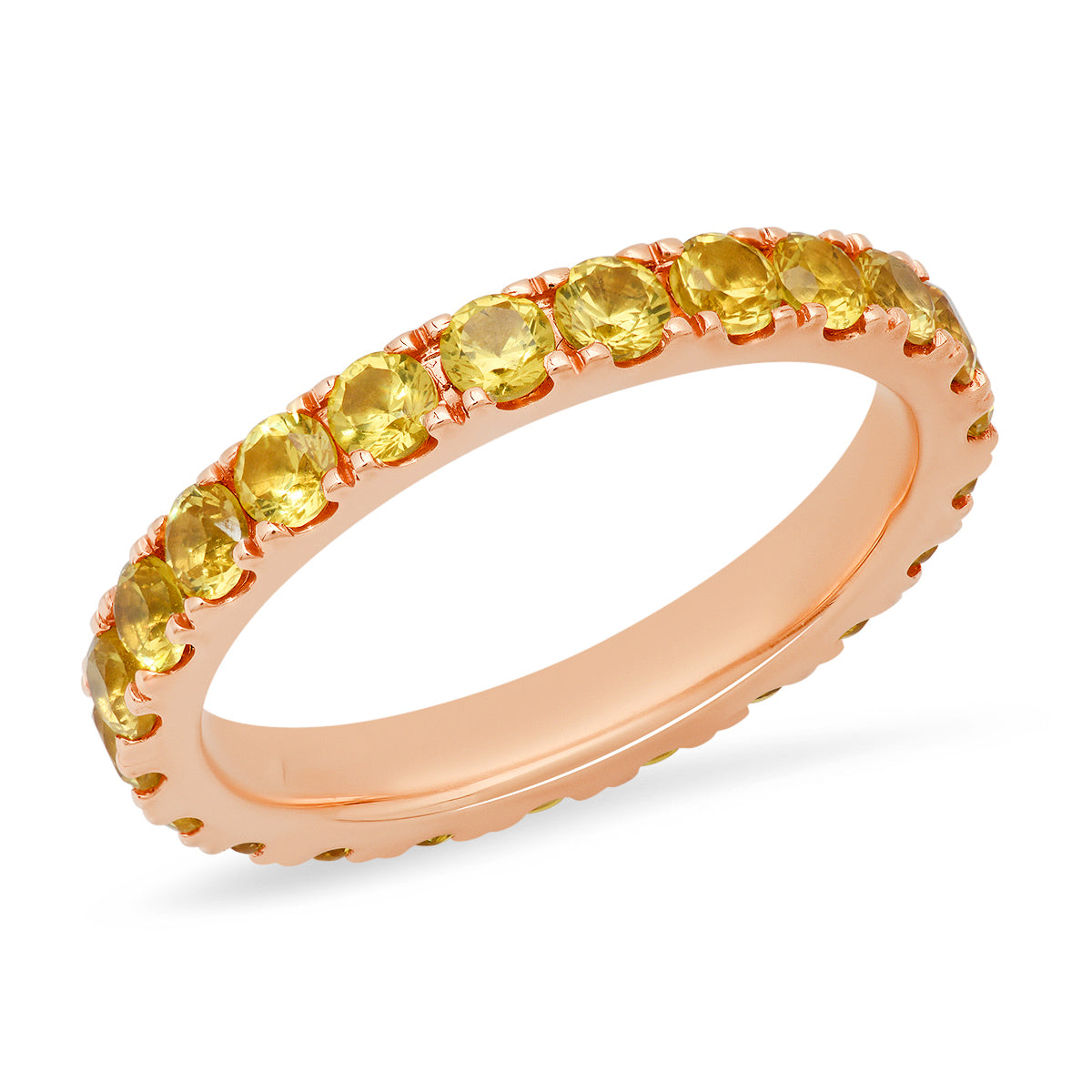 14K Rose Gold Large Yellow Sapphire Eternity Band