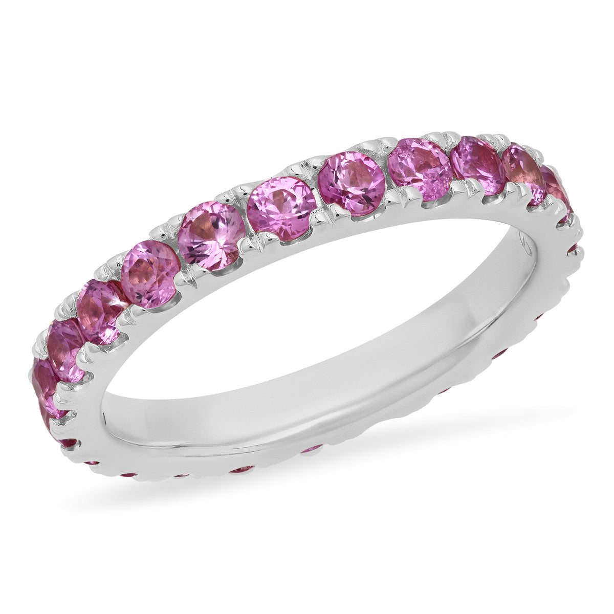14K White Gold Large Pink Sapphire Eternity Band