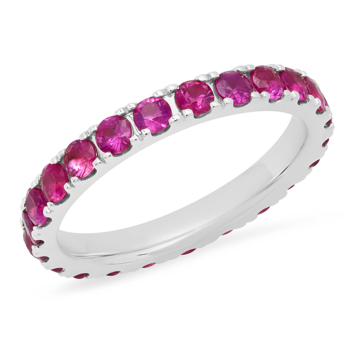 14K White Gold Large Ruby Eternity Band