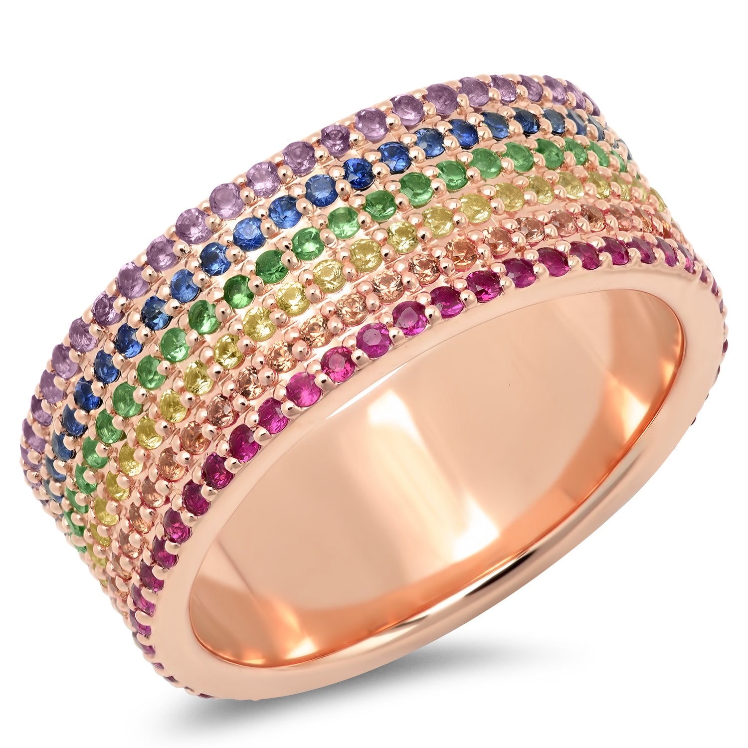 14K Rose Gold Rainbow Cigar Band