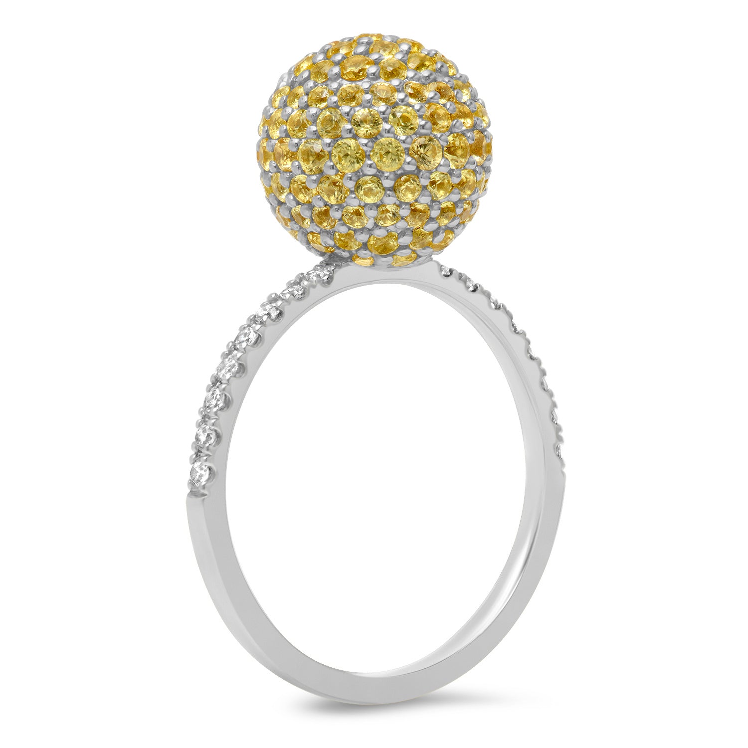 14K White Gold Yellow Sapphire Disco Ball Ring