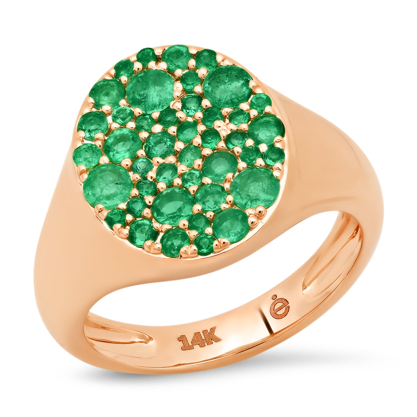 14K Rose Gold Emerald Signet Pinky Ring