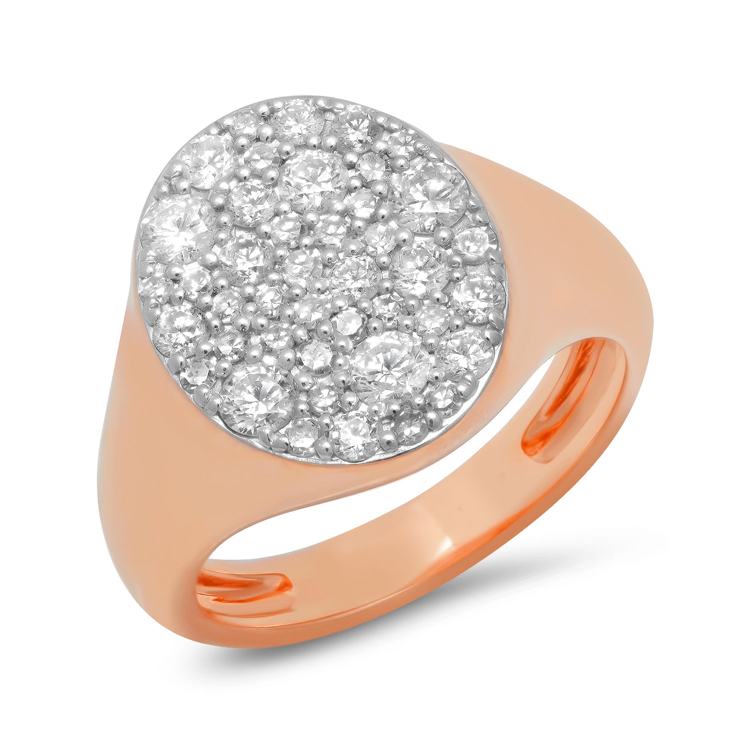 14K Rose Gold Diamond Signet Pinky Ring