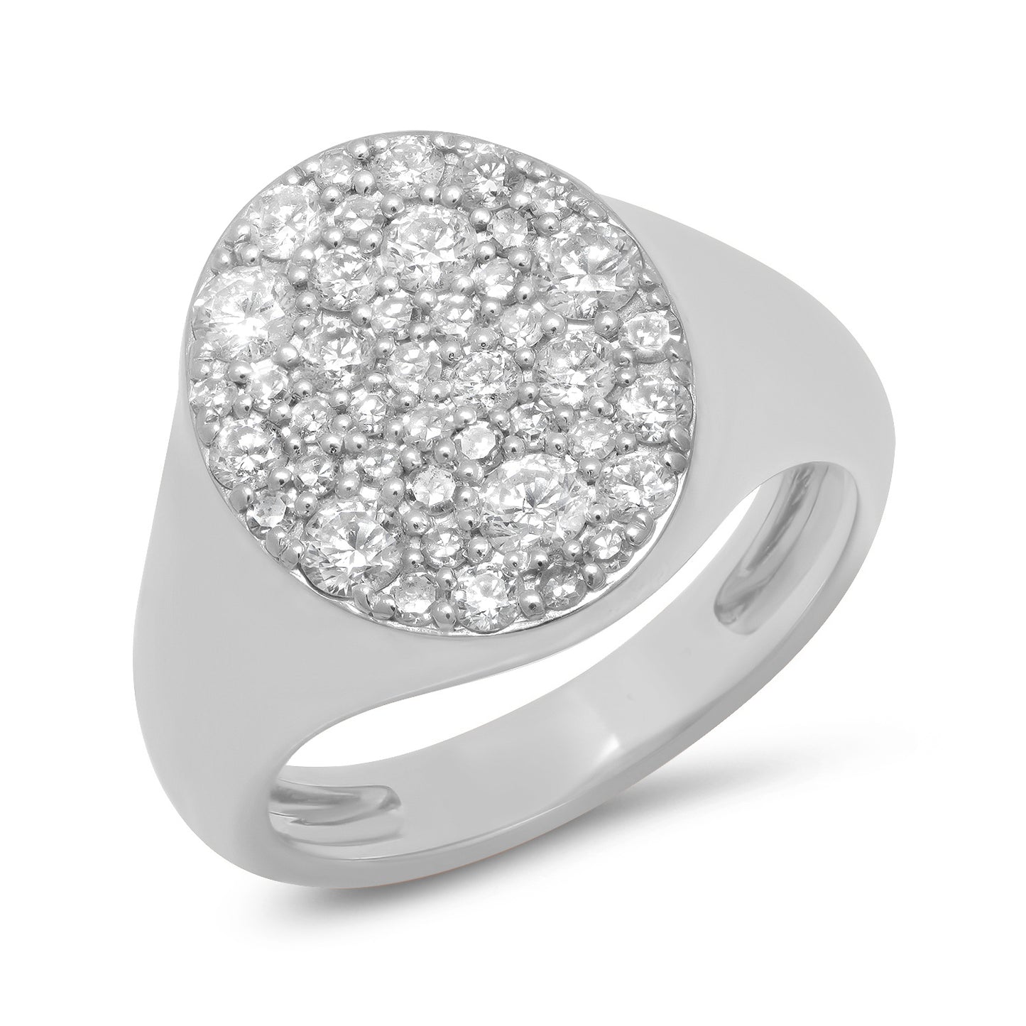 14K White Gold Diamond Signet Pinky Ring