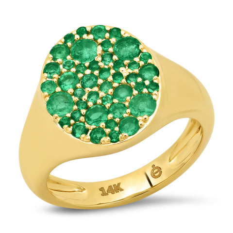14K Yellow Gold Emerald Signet Pinky Ring