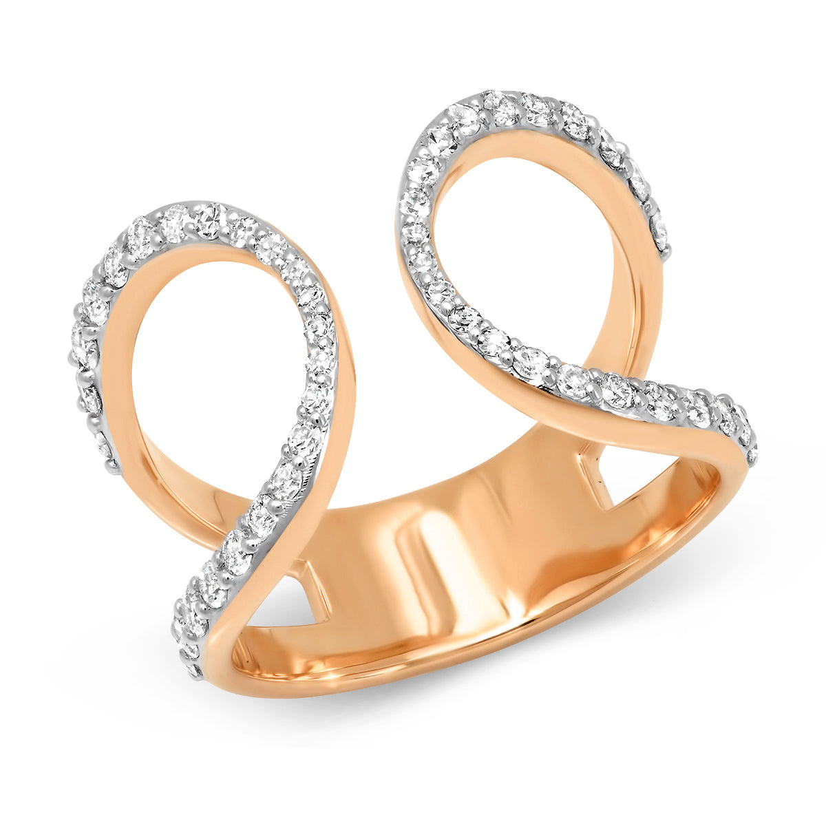 14K Rose Gold Diamond Double Loop Ring