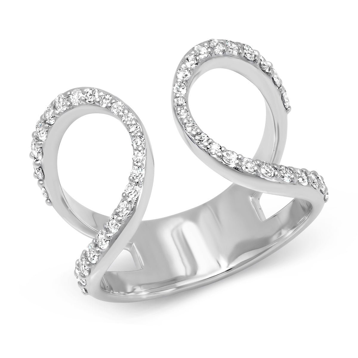 14K White Gold Diamond Double Loop Ring