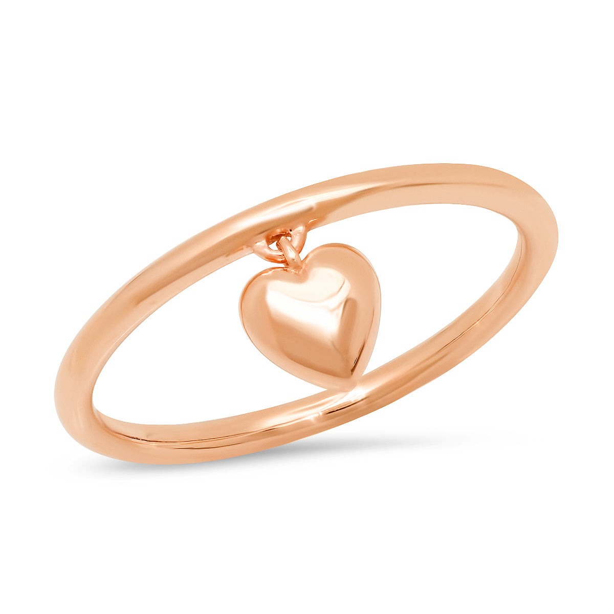 14K Rose Gold Hanging Heart Ring