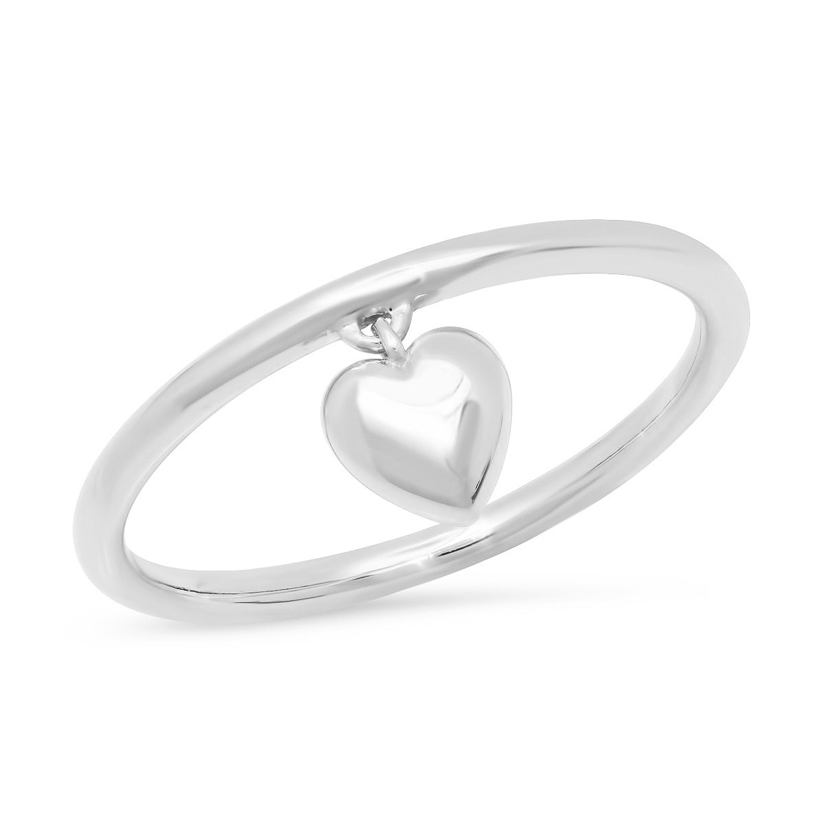 14K White Gold Hanging Heart Ring