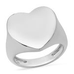 14K White Gold Solid Gold Heart Signet Ring