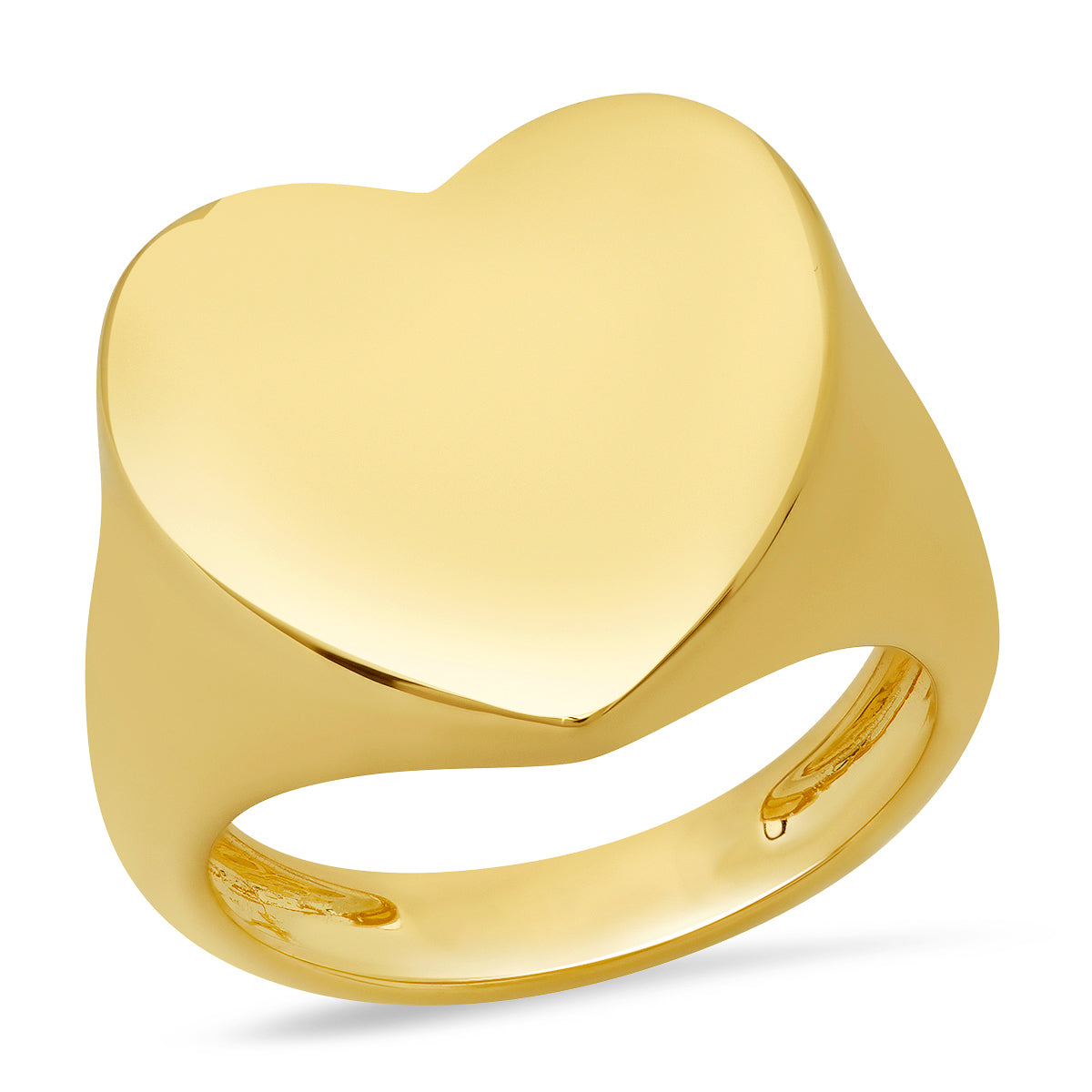 14K Yellow Gold Solid Gold Heart Signet Ring