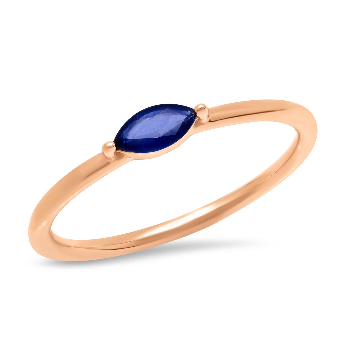 14K Rose Gold Blue Sapphire Marquise Ring