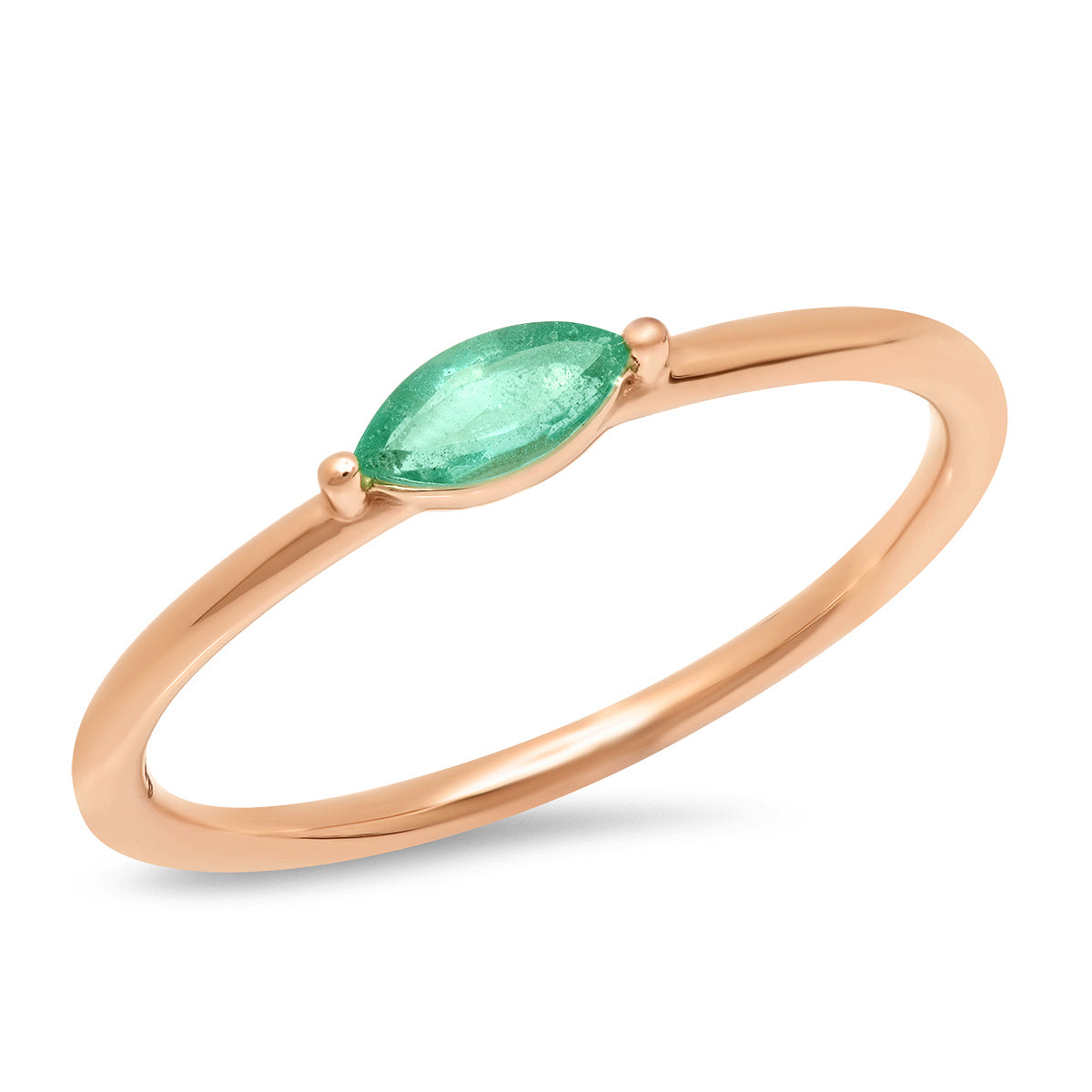 14K Rose Gold Emerald Marquise Ring