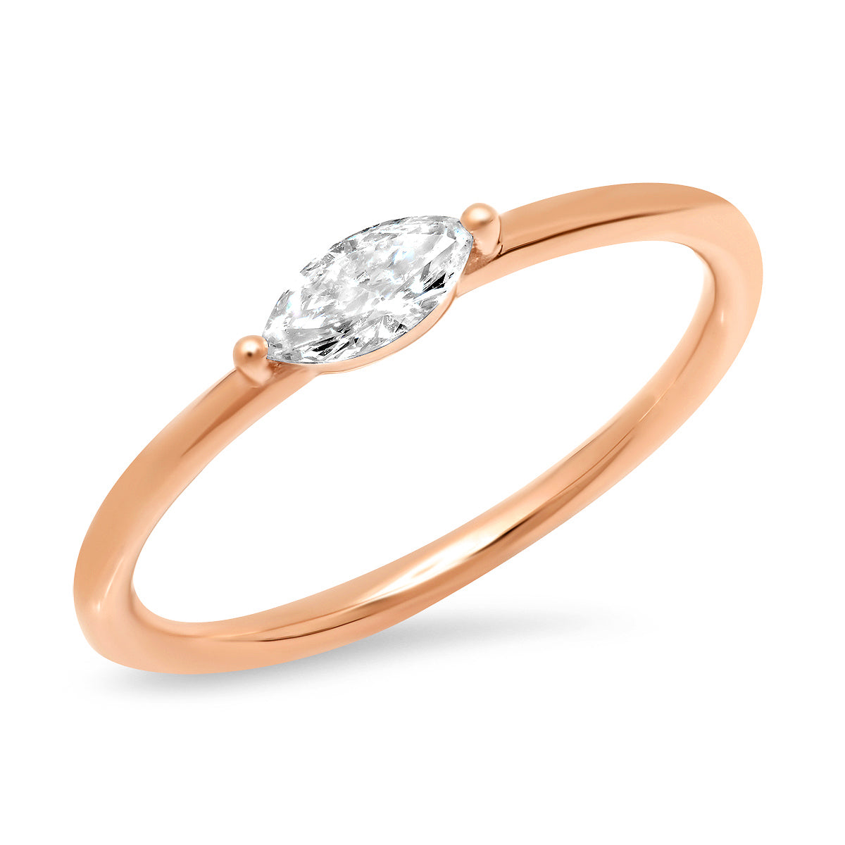 14K Rose Gold Diamond Marquise Ring