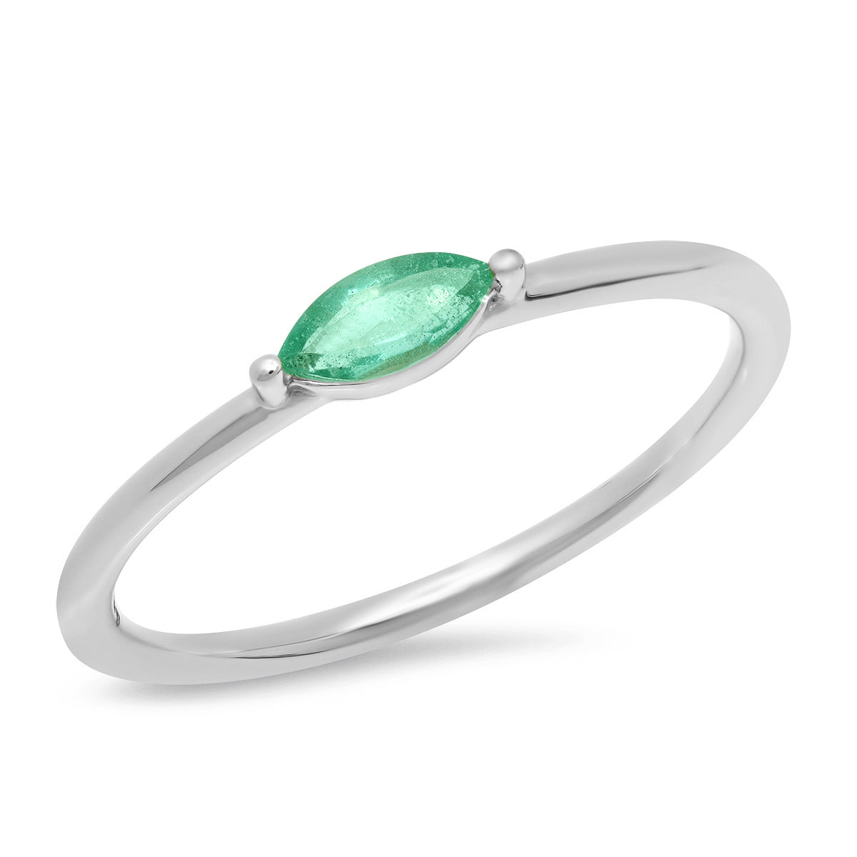 14K White Gold Emerald Marquise Ring