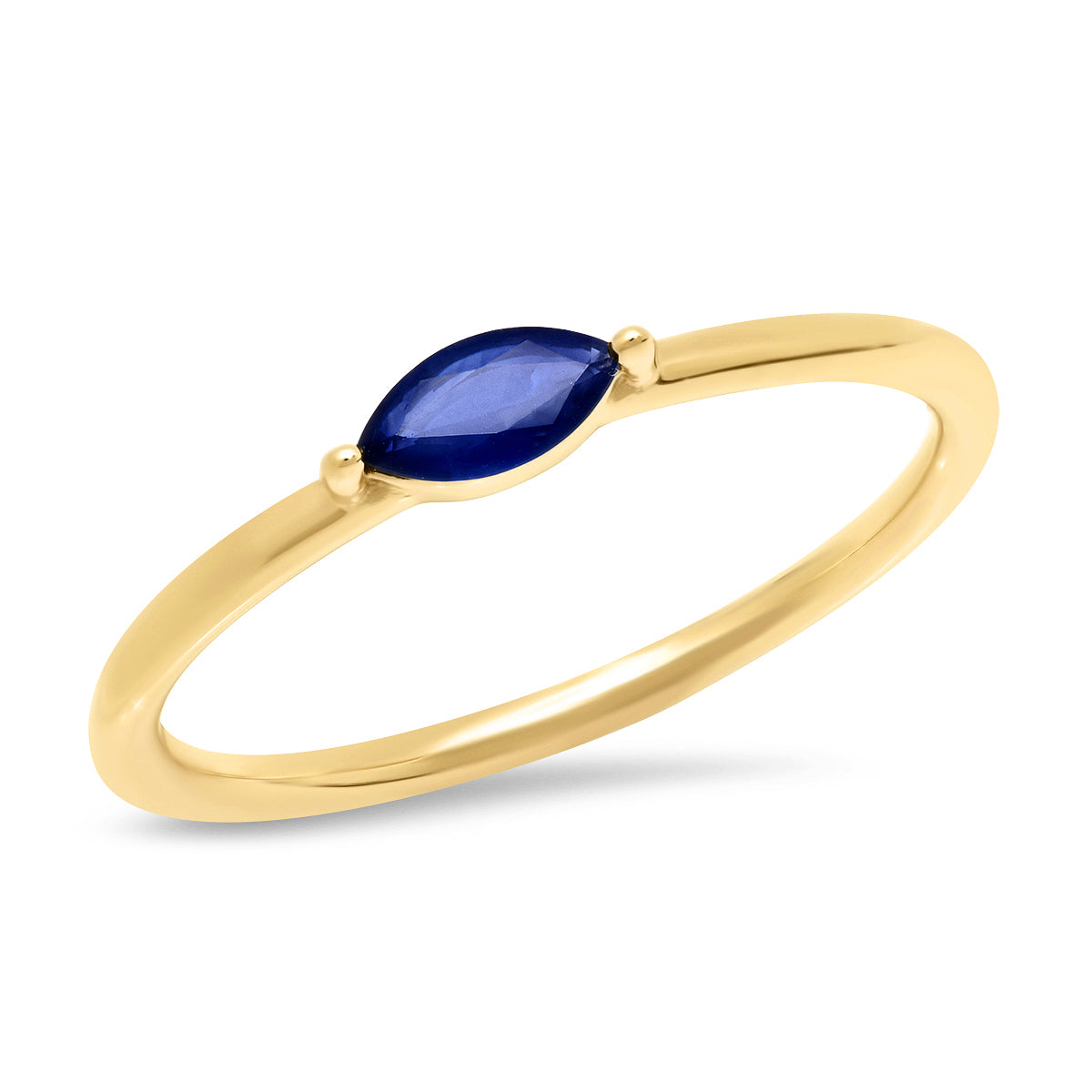 14K Yellow Gold Blue Sapphire Marquise Ring