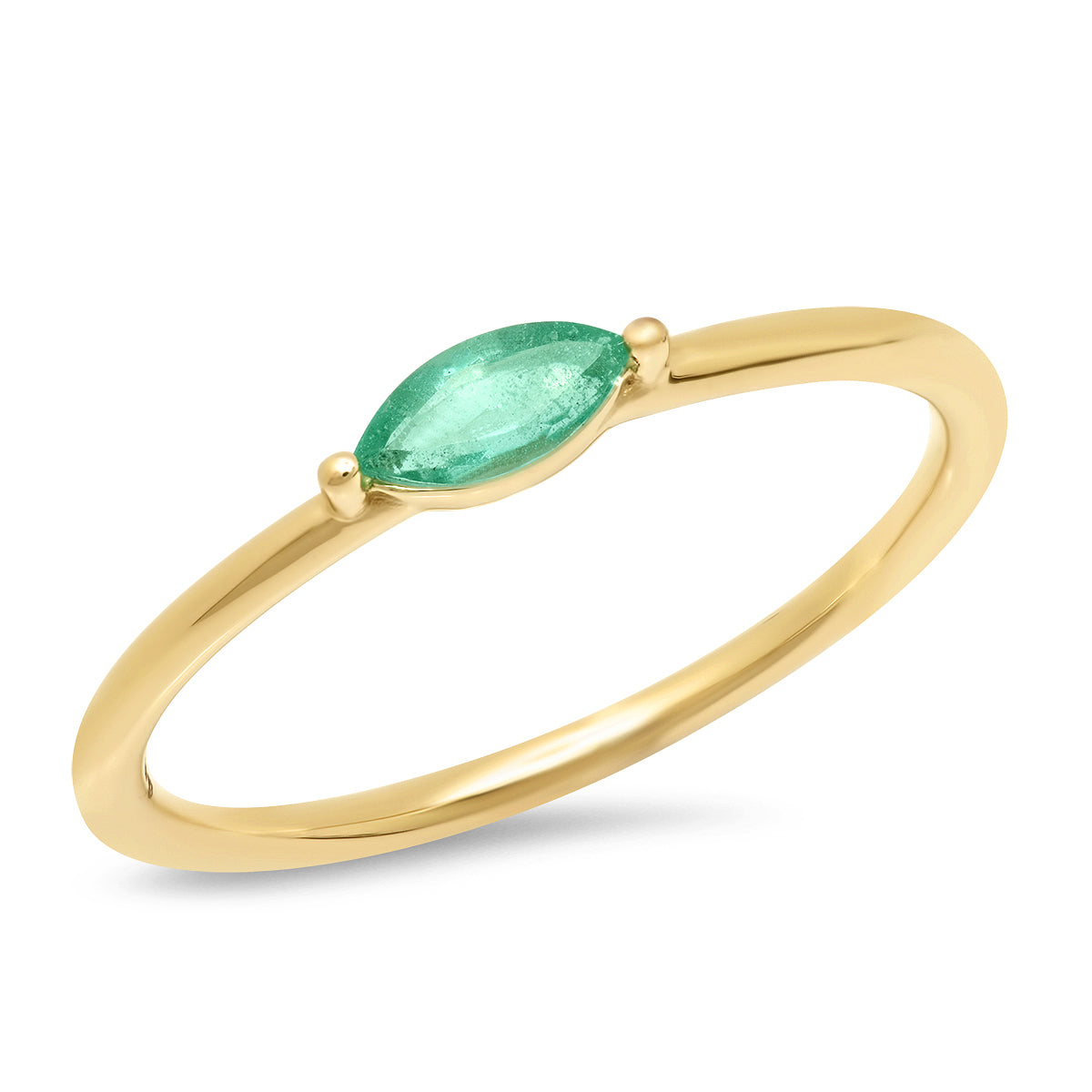 14K Yellow Gold Emerald Marquise Ring