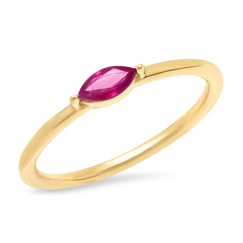 14K Yellow Gold Ruby Marquise Ring