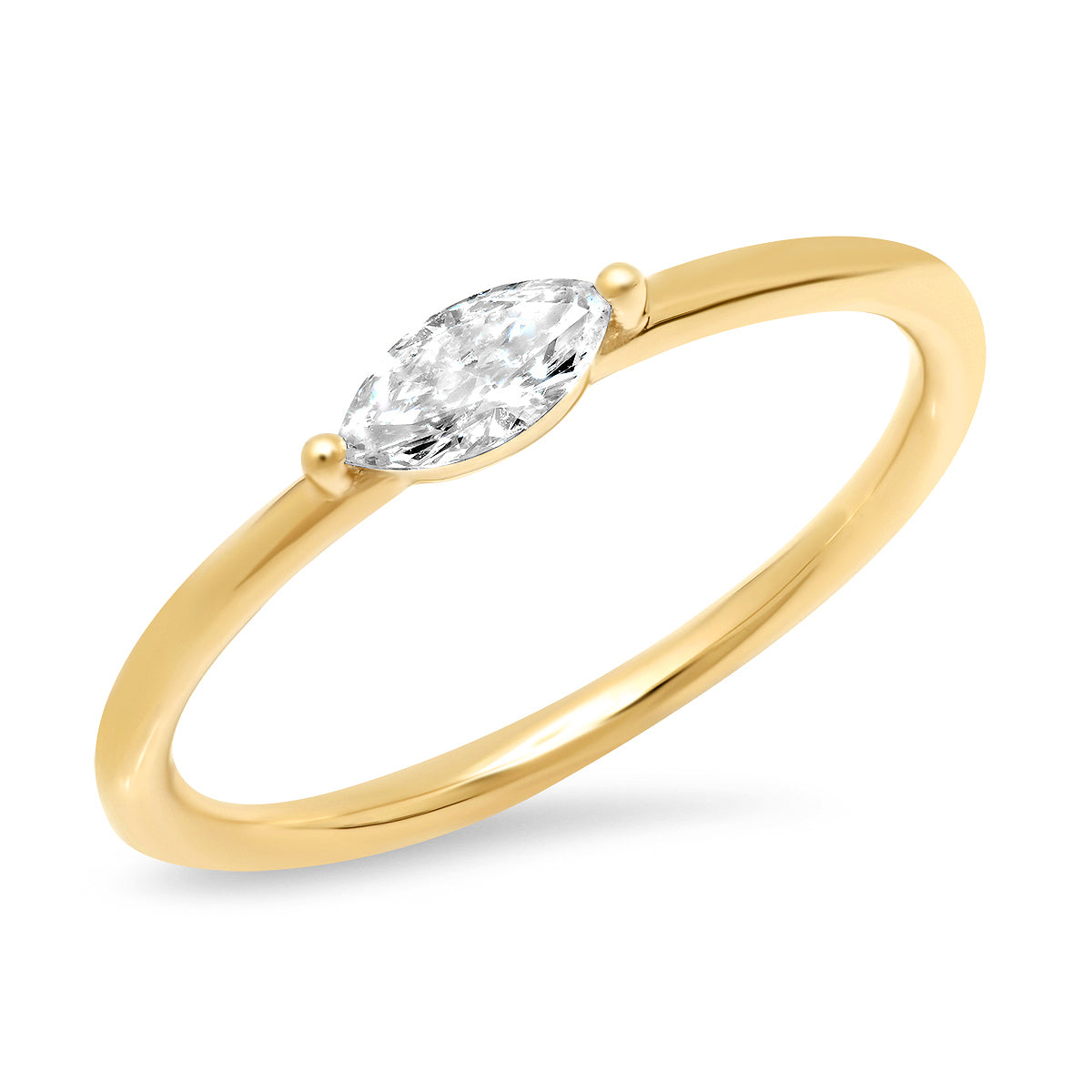 14K Yellow Gold Diamond Marquise Ring