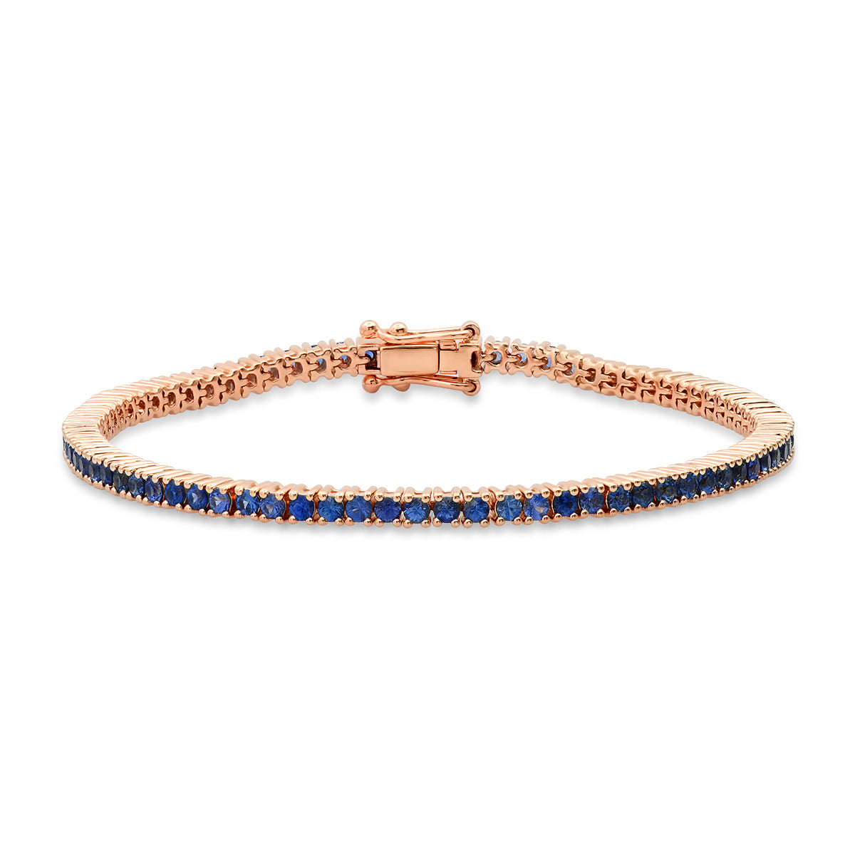 14K Rose Gold Blue Sapphire Classic Tennis Bracelet