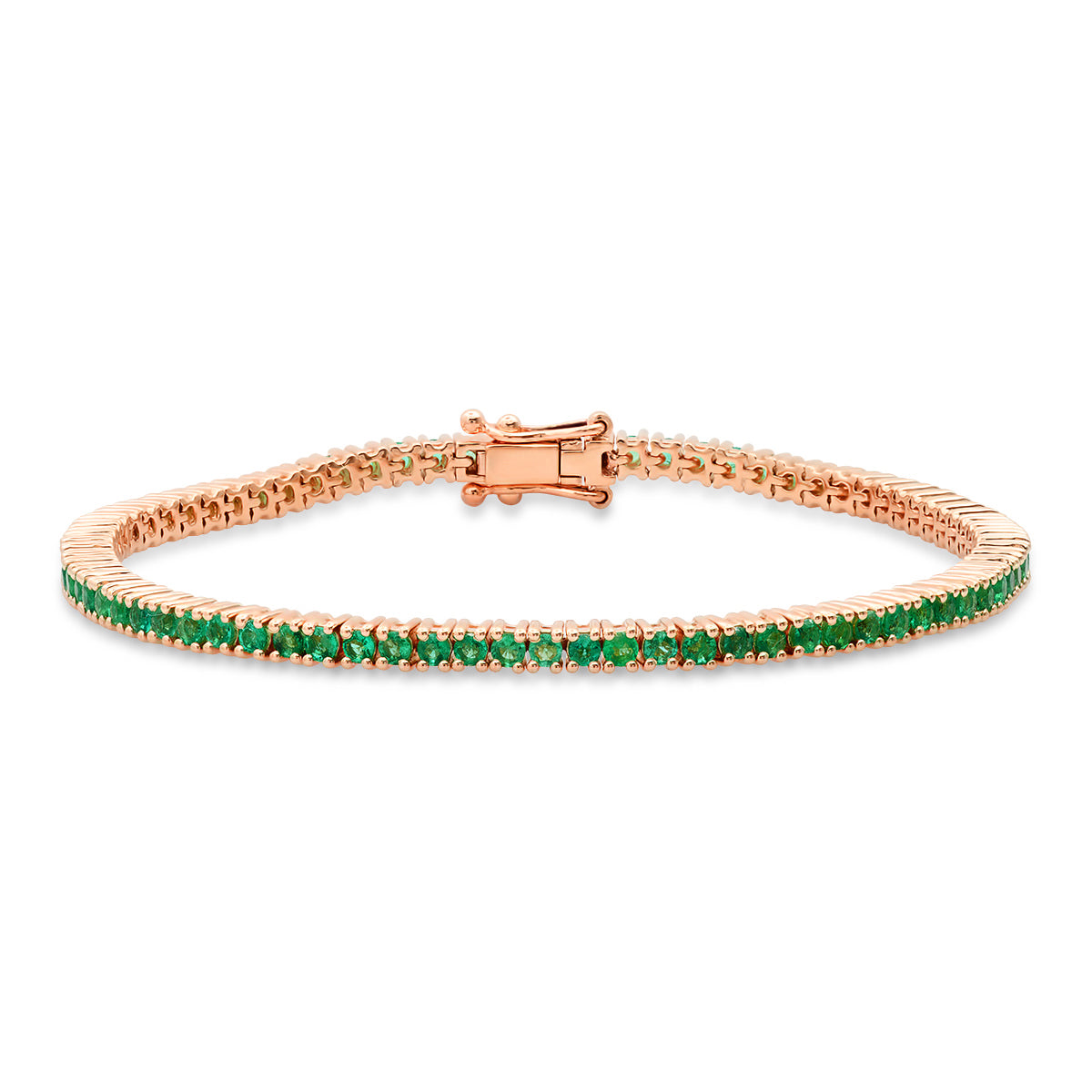 14K Rose Gold Emerald Classic Tennis Bracelet
