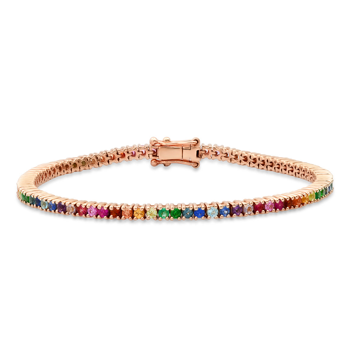 14K Rose Gold Rainbow Classic Tennis Bracelet