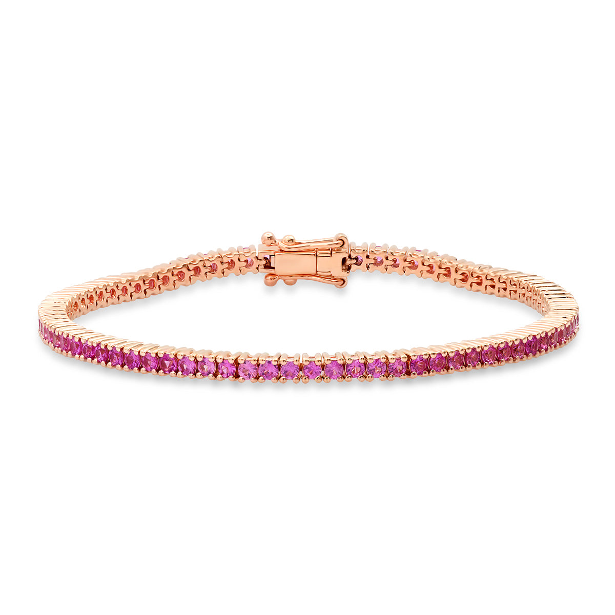 14K Rose Gold Pink Sapphire Classic Tennis Bracelet