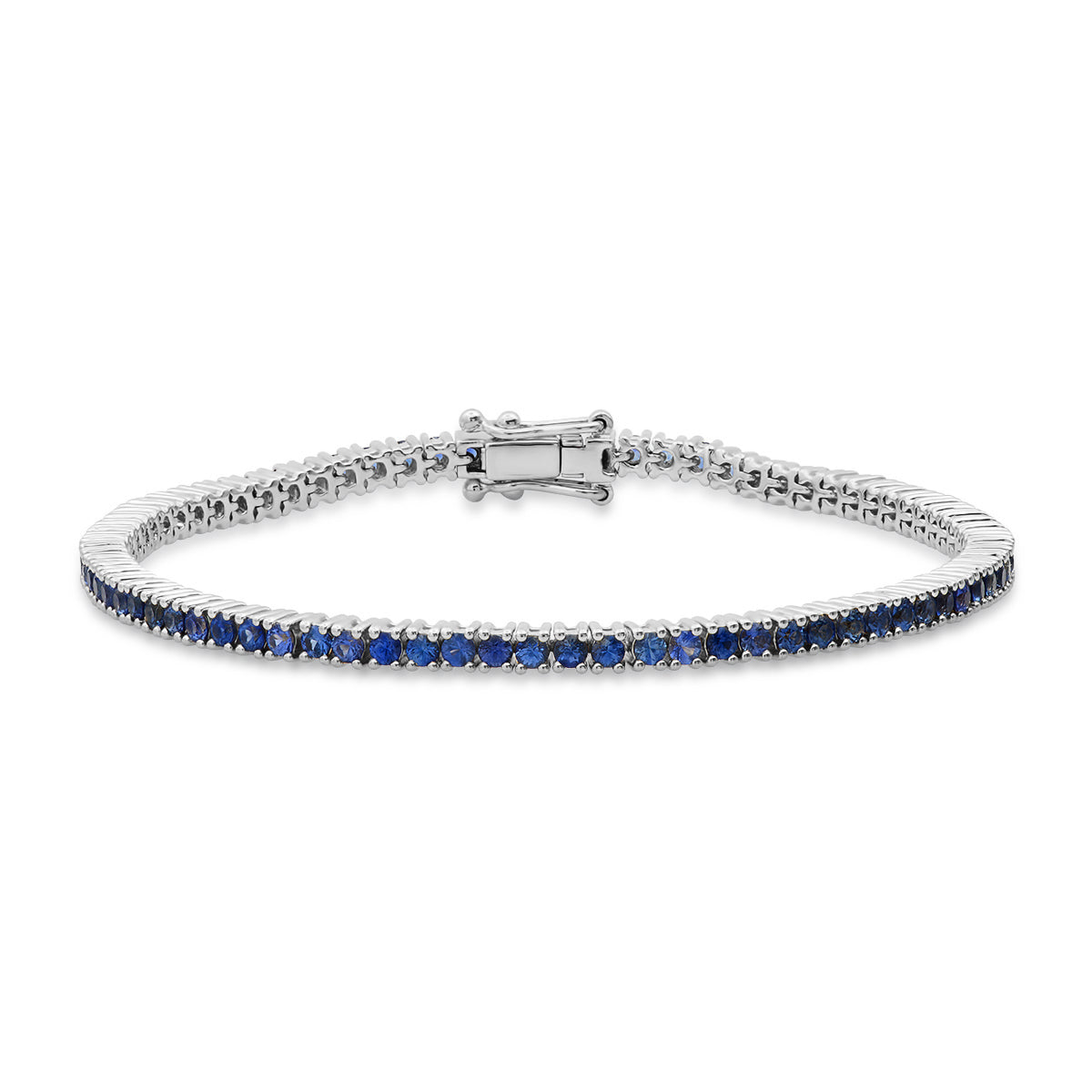 14K White Gold Blue Sapphire Classic Tennis Bracelet