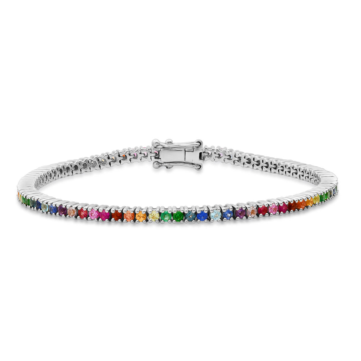 14K White Gold Rainbow Classic Tennis Bracelet