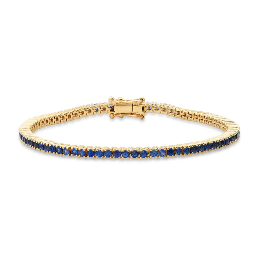 14K Yellow Gold Blue Sapphire Classic Tennis Bracelet